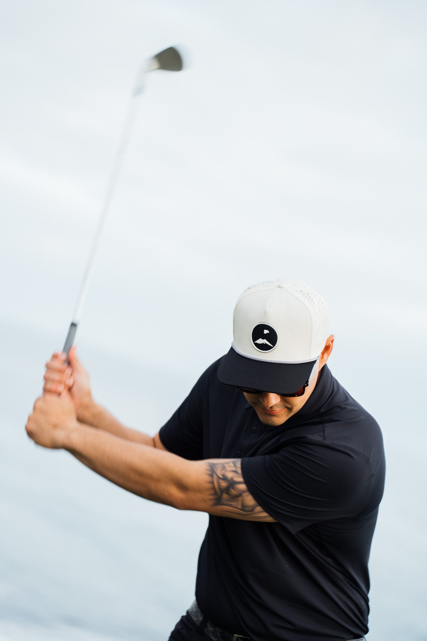 Cream/Black High-Crown Rope Hat